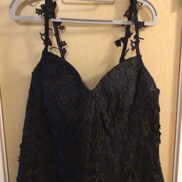 Black Spaghetti strap Maxi Gown with Embellished Appliqués - Picture 6 of 16